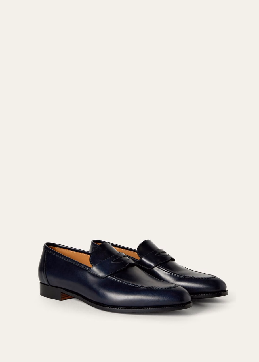 Mocassim Sergio em pele de bezerro azul-marinho
