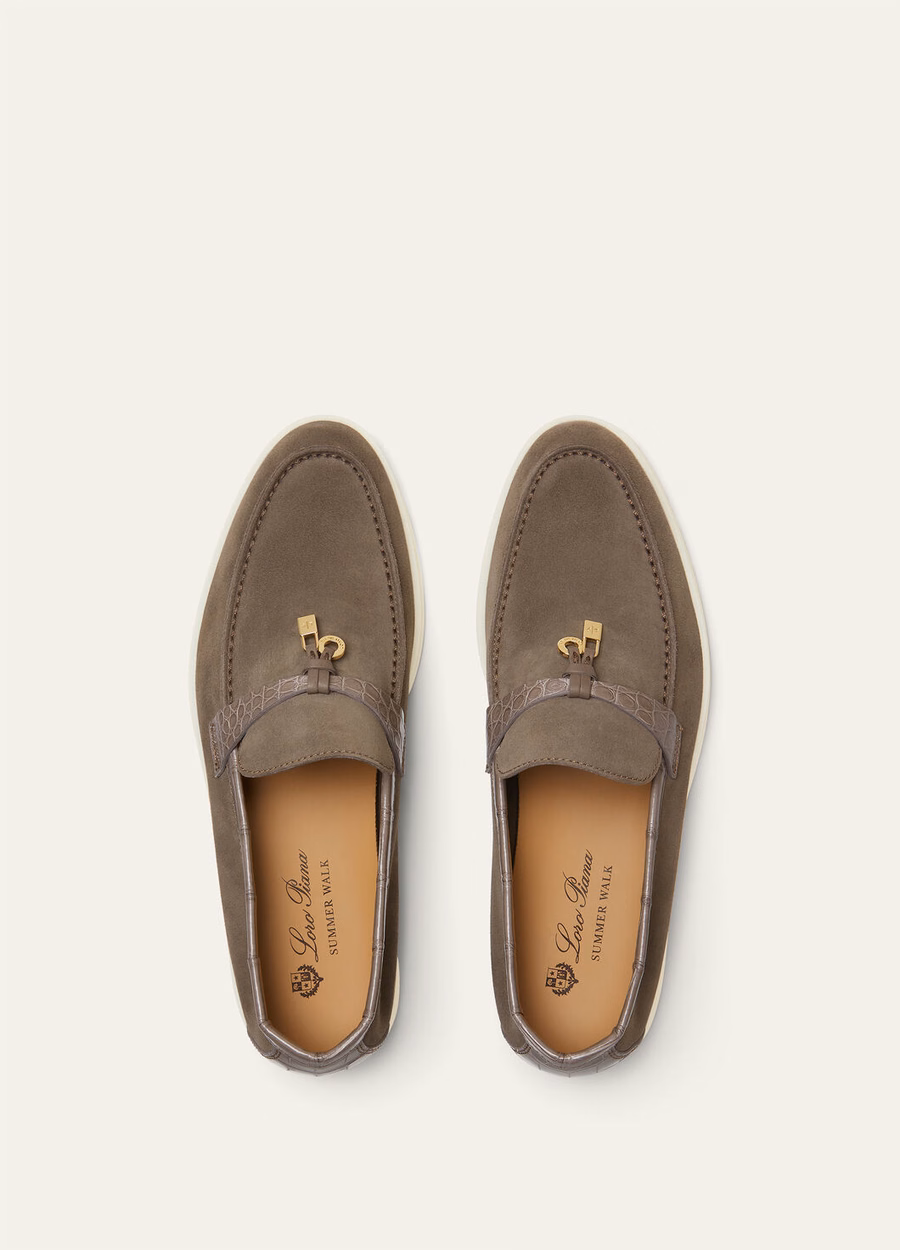 Mocassim Summer Charms Walk em camurça cinza-claro