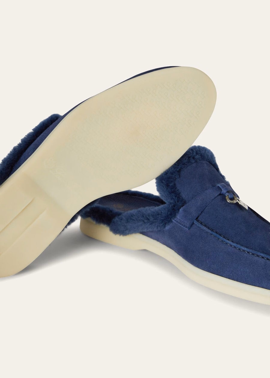 Mocassim Babouche Charms Walk em camurça azul meia-noite