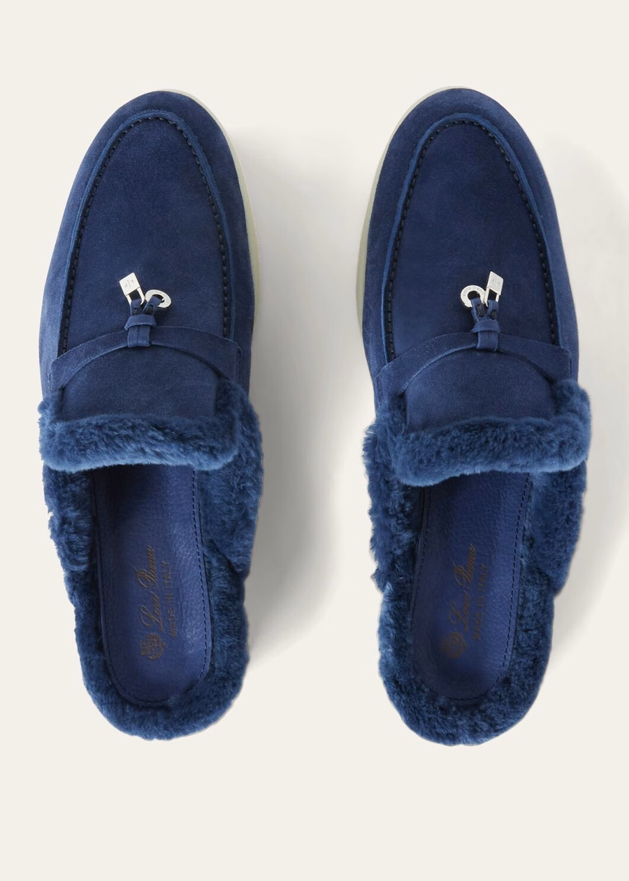 Mocassim Babouche Charms Walk em camurça azul meia-noite