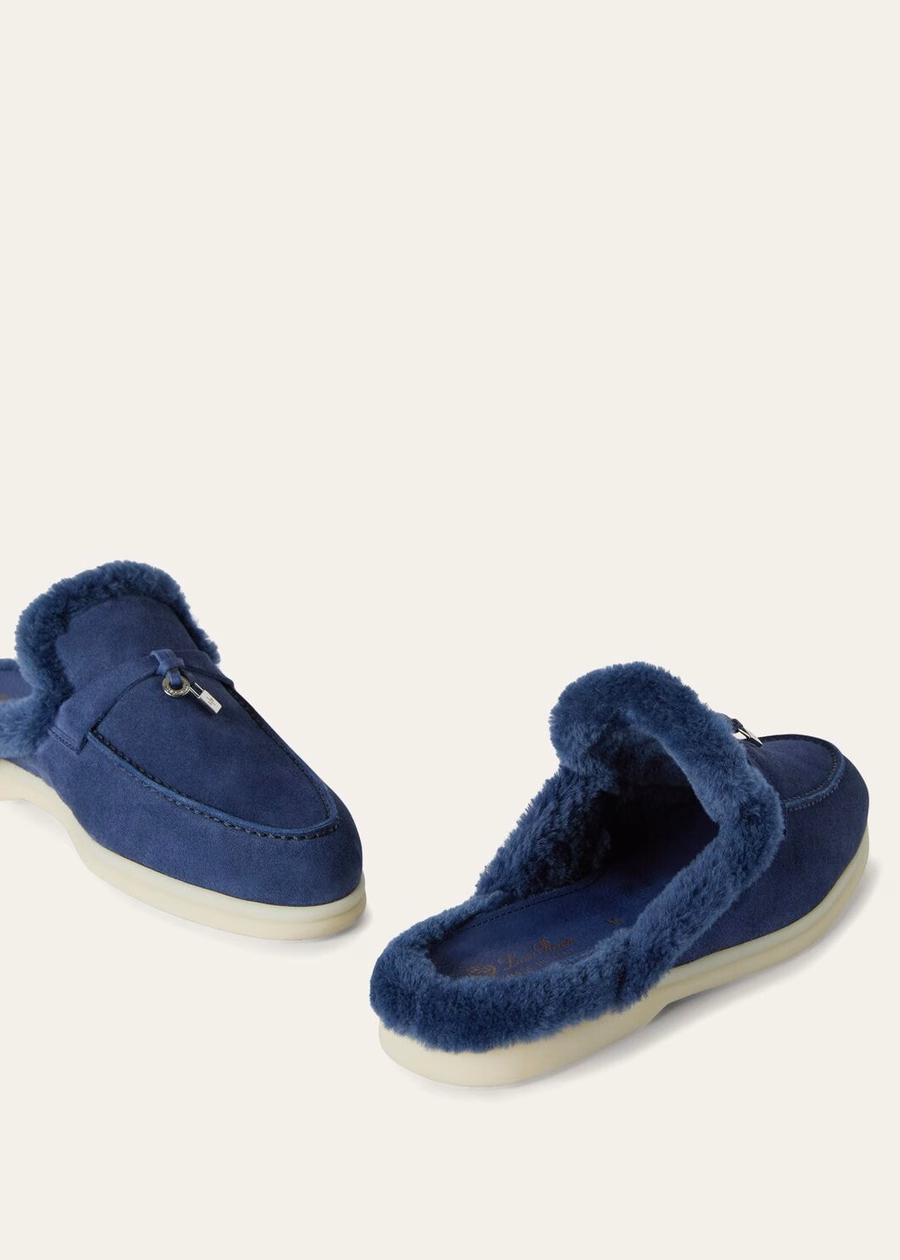 Mocassim Babouche Charms Walk em camurça azul meia-noite