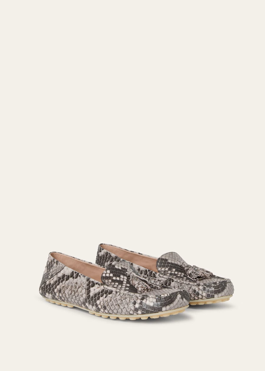 Mocassim Dot Sole Walk em couro Python Lilac Macaron