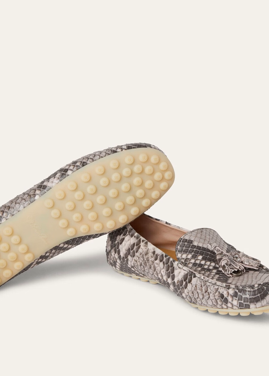 Mocassim Dot Sole Walk em couro Python Lilac Macaron