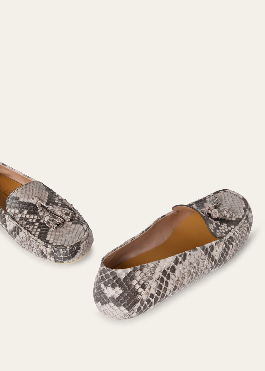 Mocassim Dot Sole Walk em couro Python Lilac Macaron