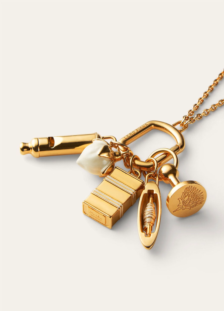 Colar com pingente de aniversário em latão, modelo Whisper White/Dourado Sun Jewelry