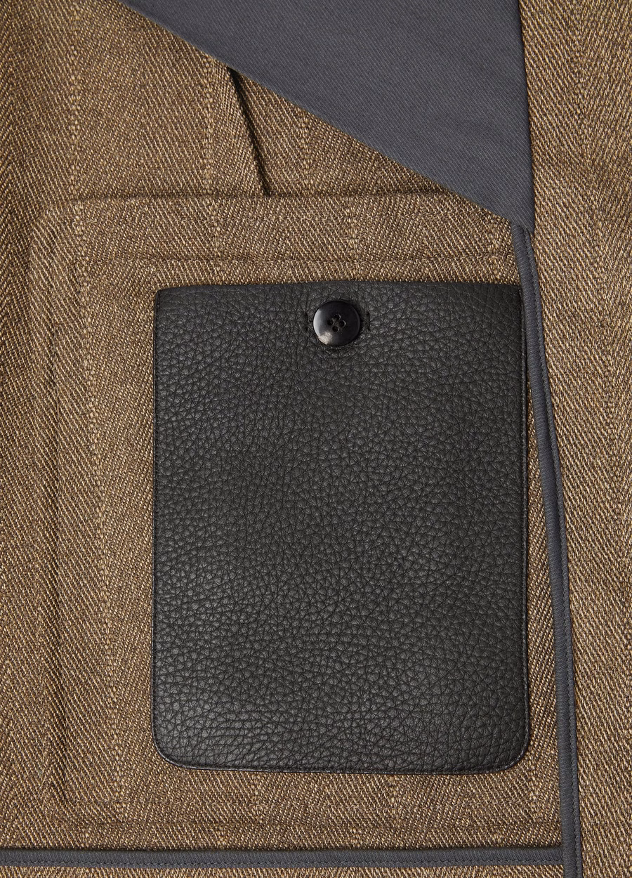 Jaqueta Vienna de Lã Virgem - Rain System® Marrom Mouliné