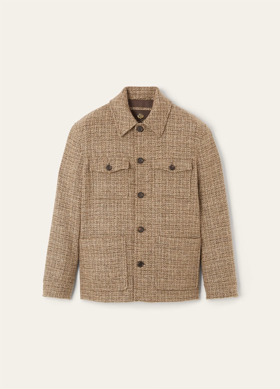 Casaco Devis Caban em cashmere - Rain System® Tweed marrom