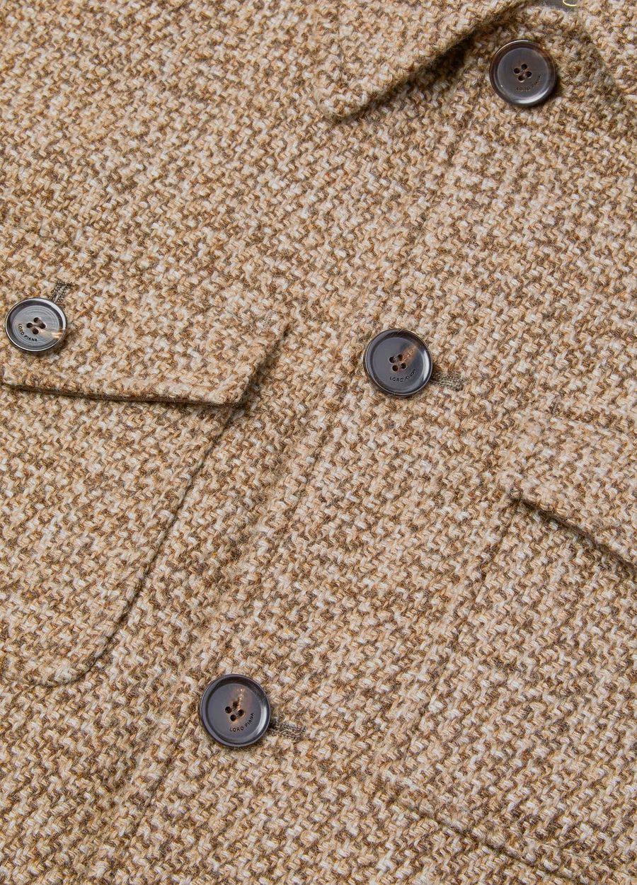 Casaco Devis Caban em cashmere - Rain System® Tweed marrom