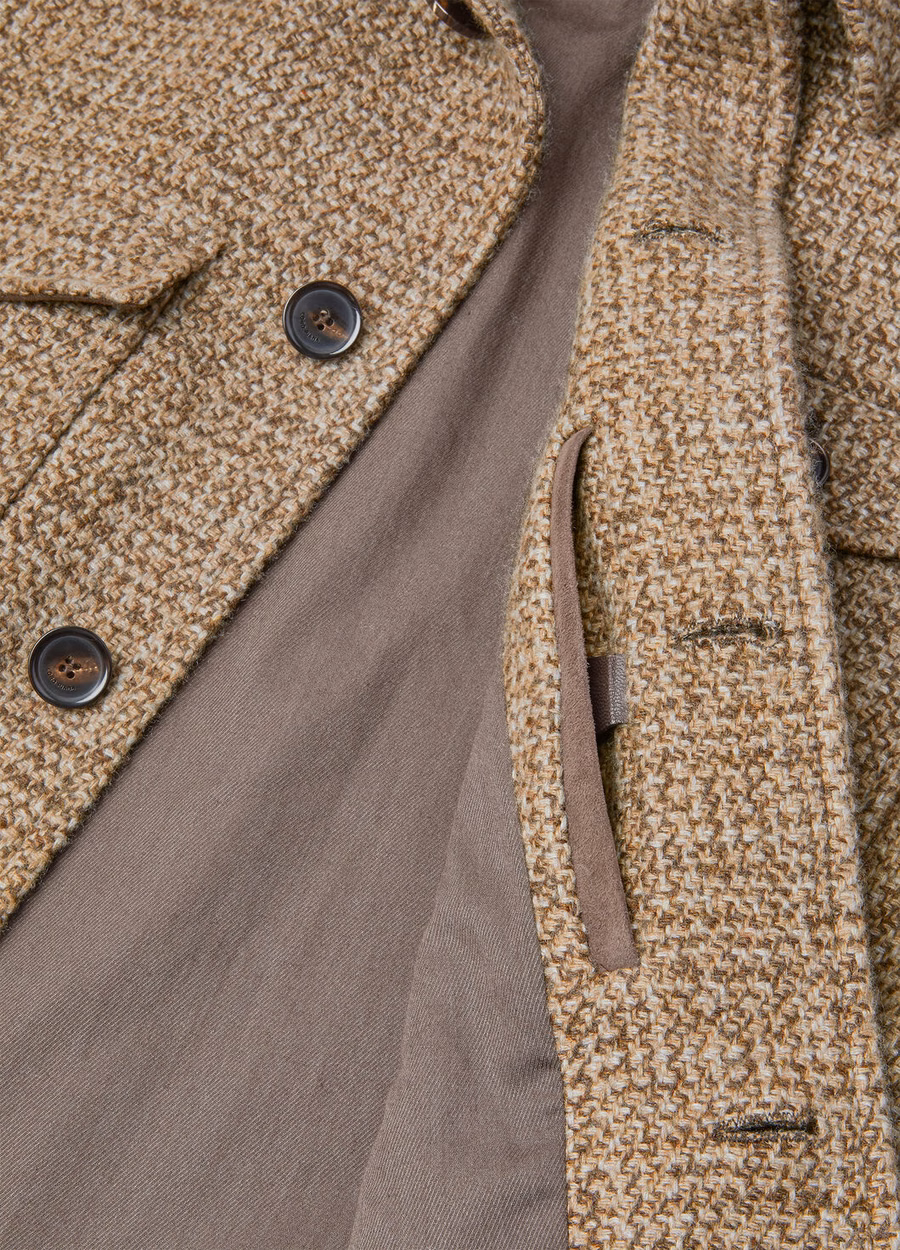 Casaco Devis Caban em cashmere - Rain System® Tweed marrom