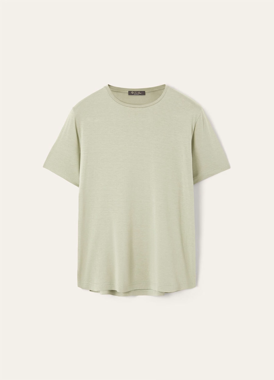 Camiseta de algodão e seda macia verde fluorita