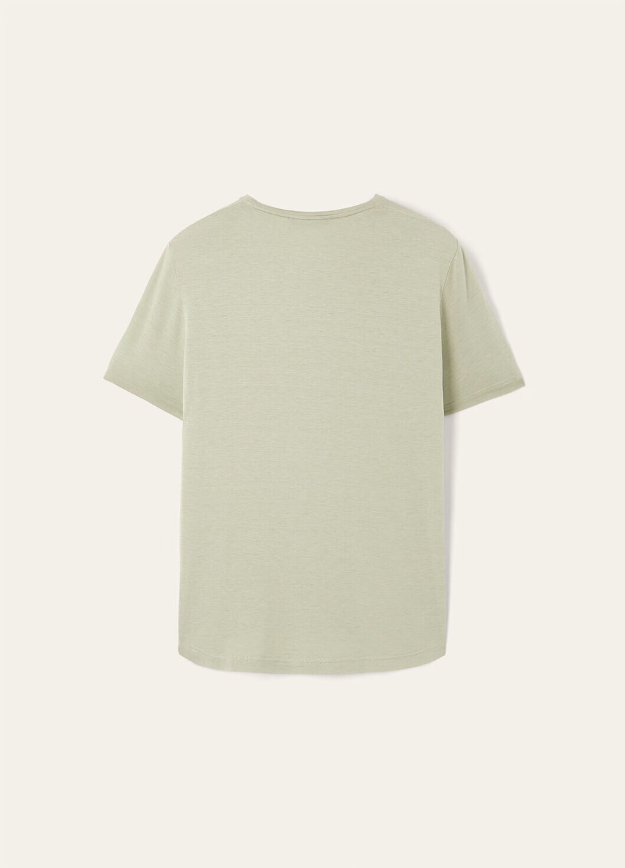 Camiseta de algodão e seda macia verde fluorita