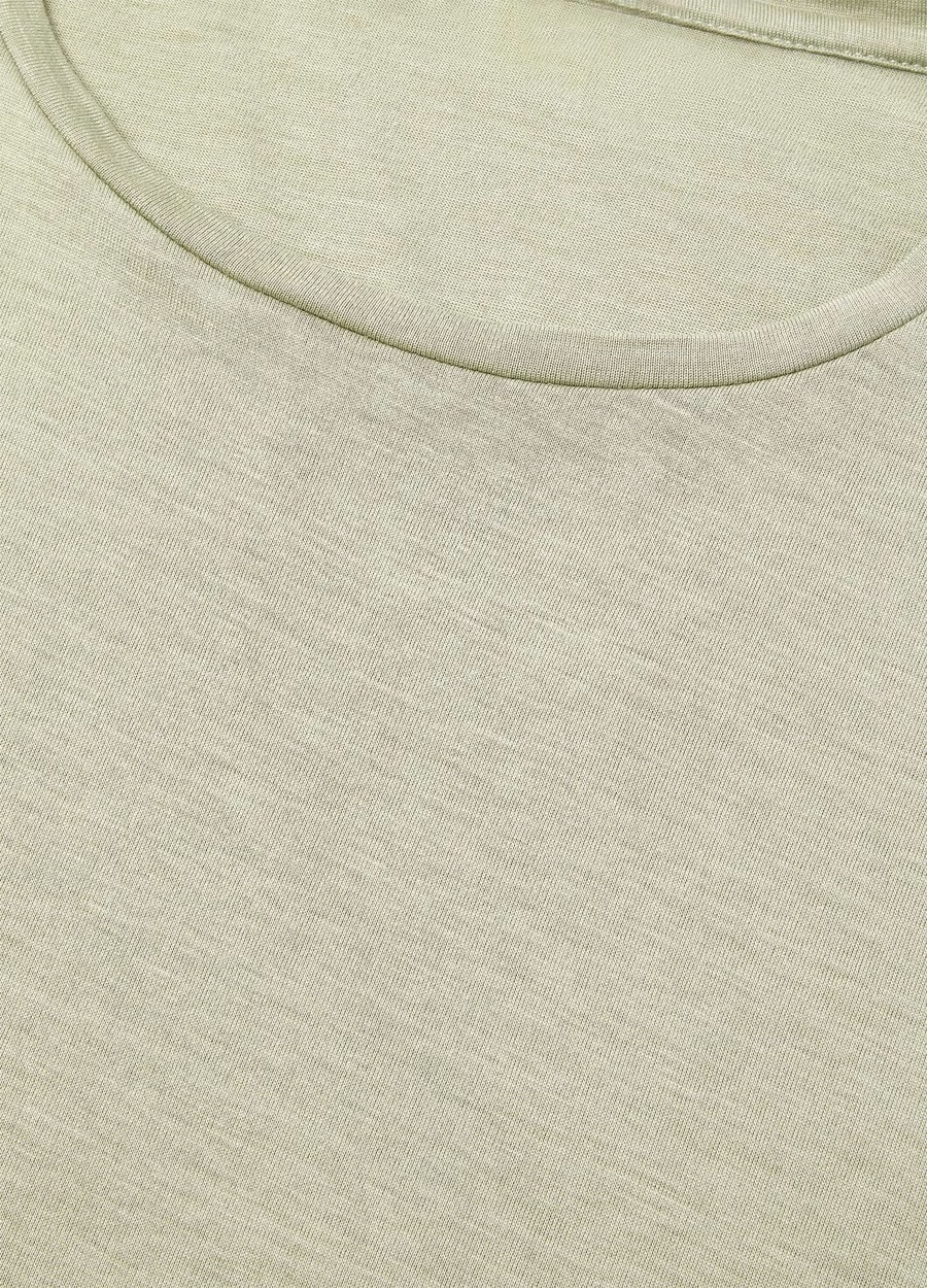 Camiseta de algodão e seda macia verde fluorita