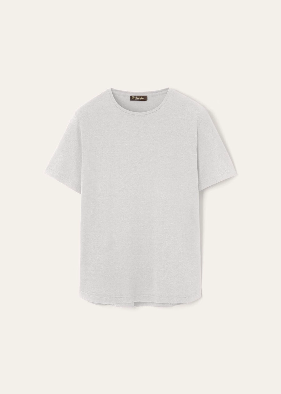 Camiseta macia de algodão e seda cinza prateado