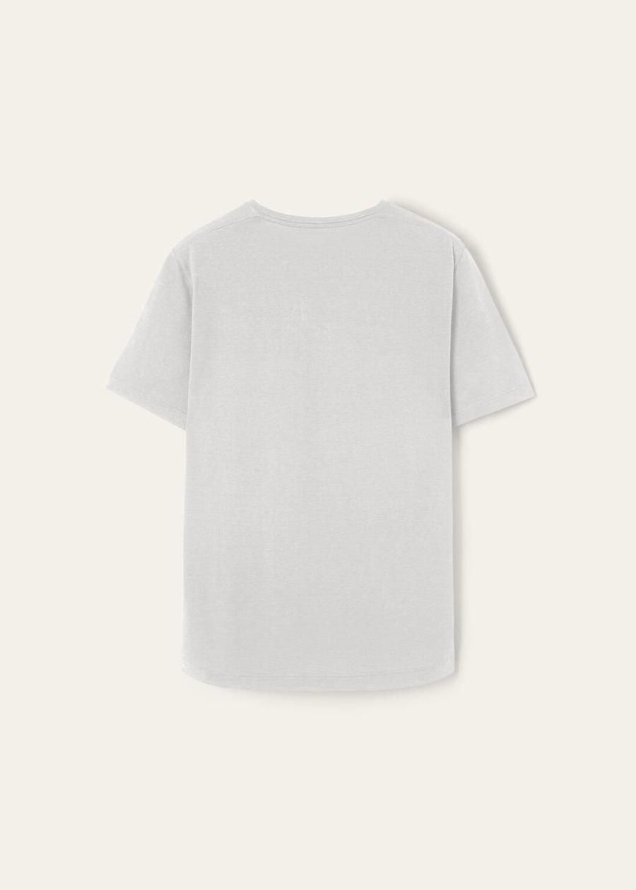 Camiseta macia de algodão e seda cinza prateado