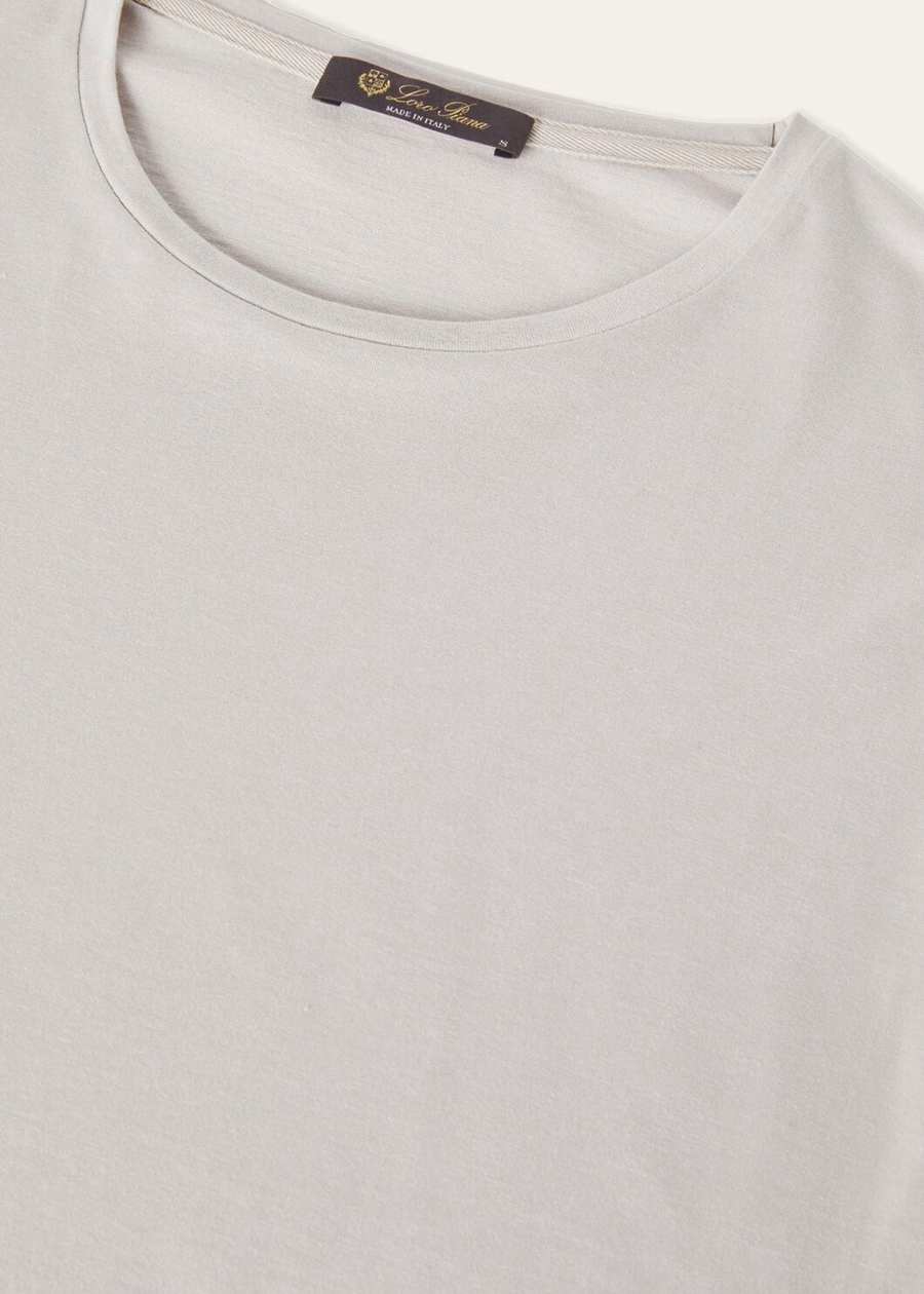 Camiseta macia de algodão e seda cinza prateado