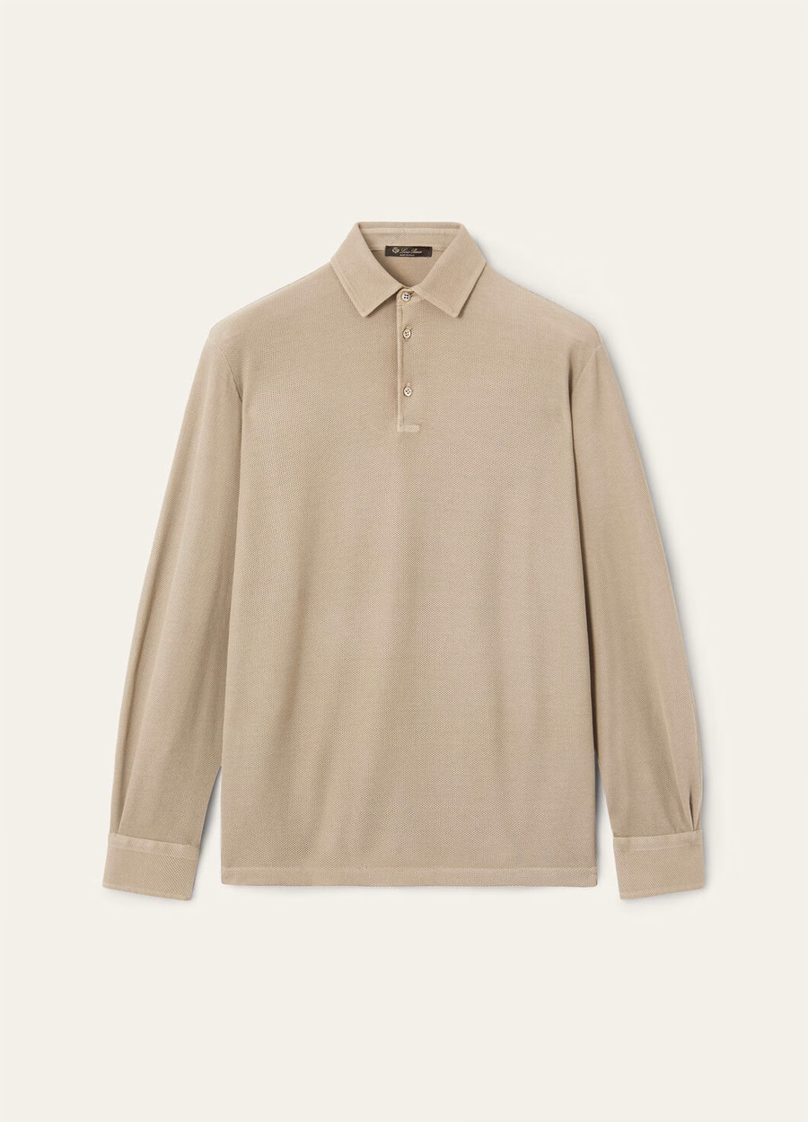 Camisa polo de algodão bege quartzito
