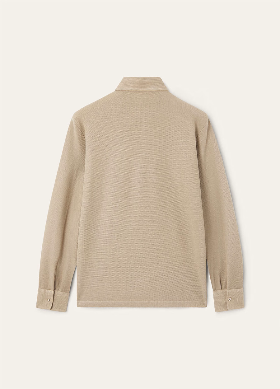 Camisa polo de algodão bege quartzito