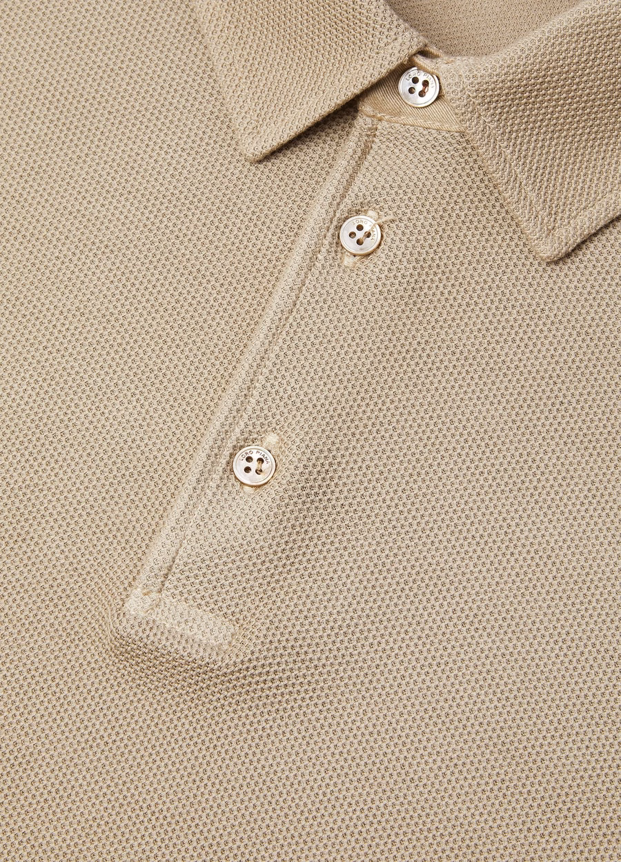 Camisa polo de algodão bege quartzito