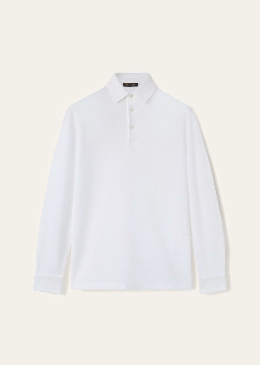 Camisa polo de algodão branco óptico