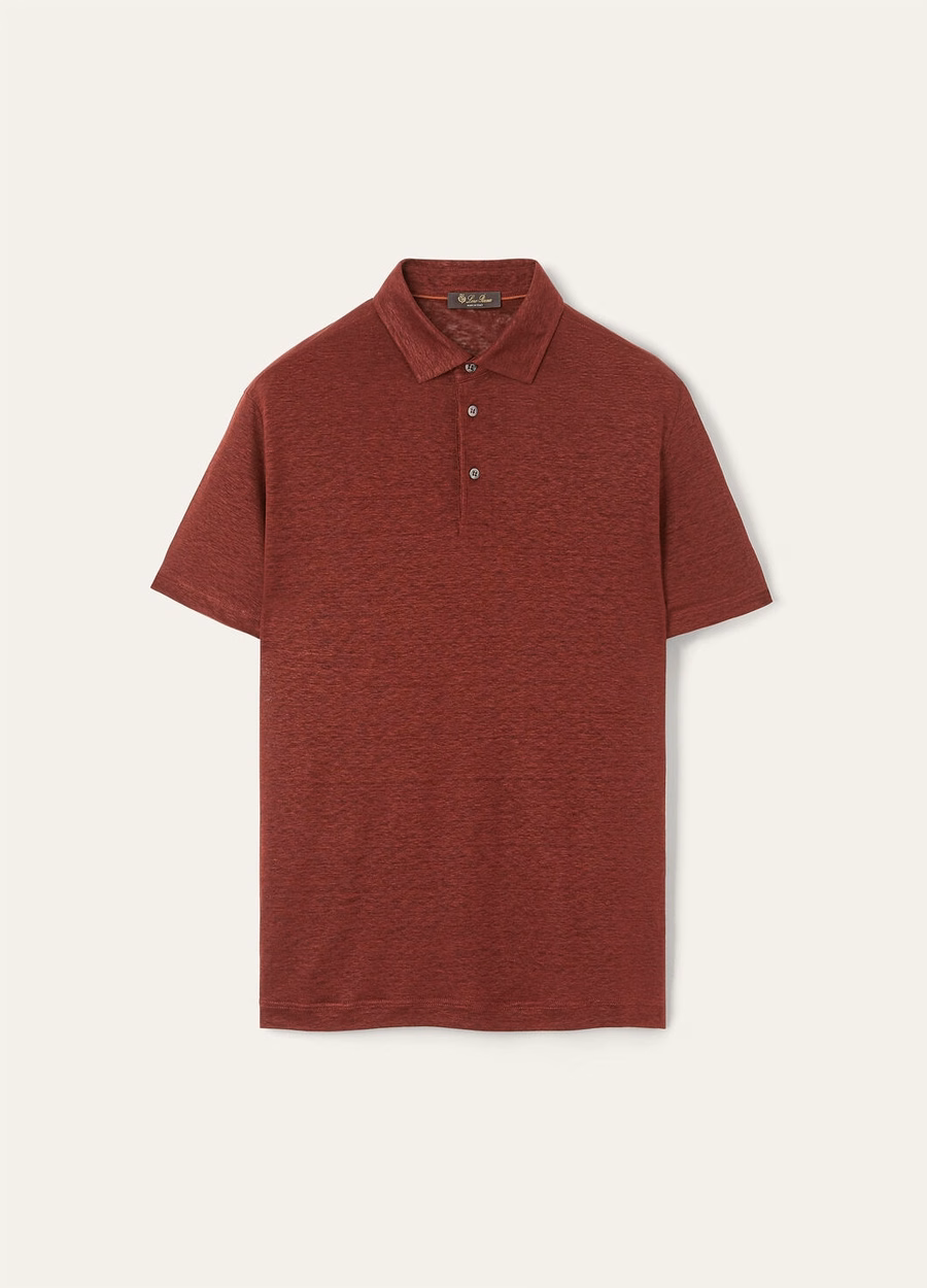 Camisa polo de linho cor vinho.