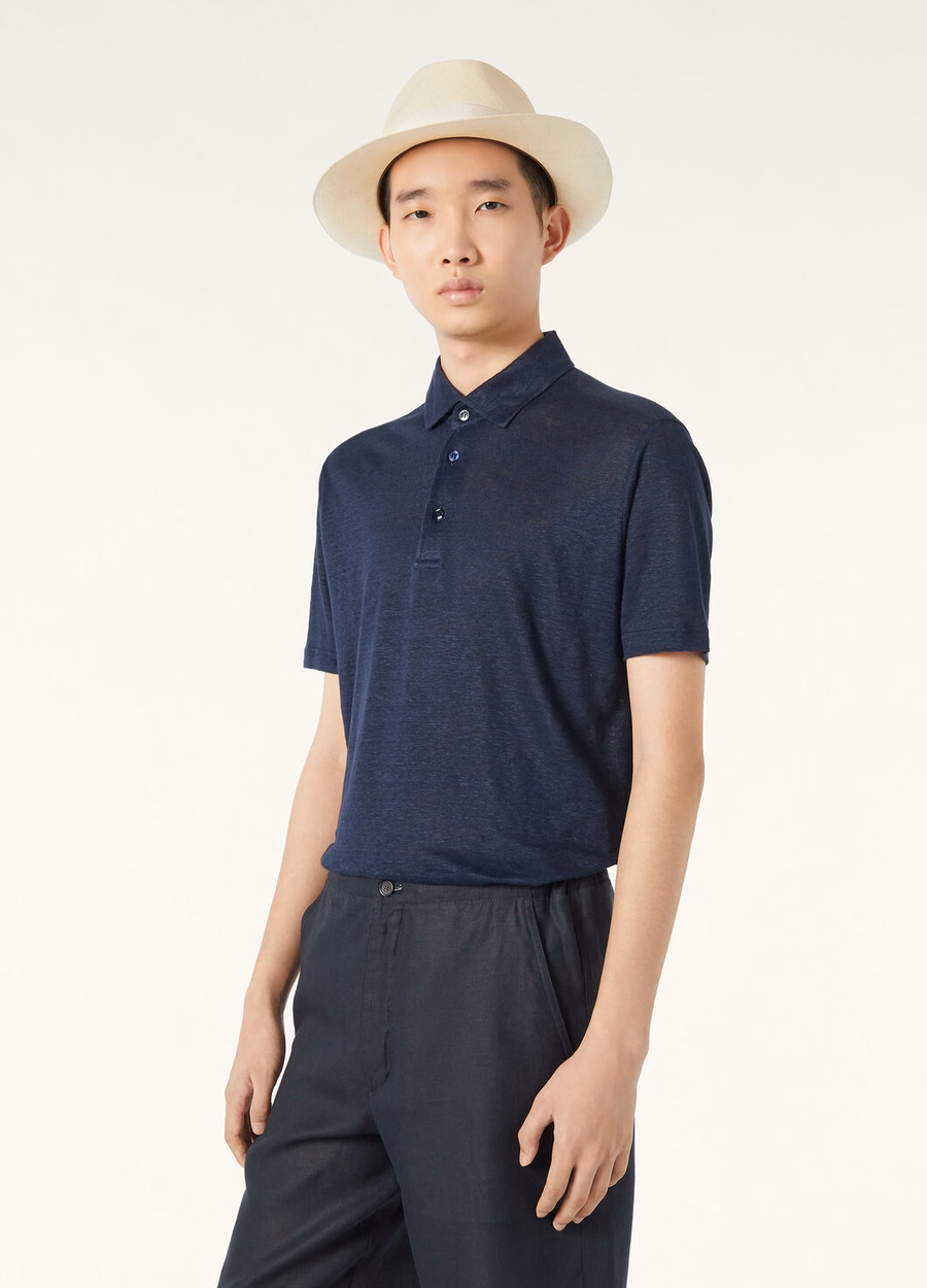 Camisa polo azul marinho
