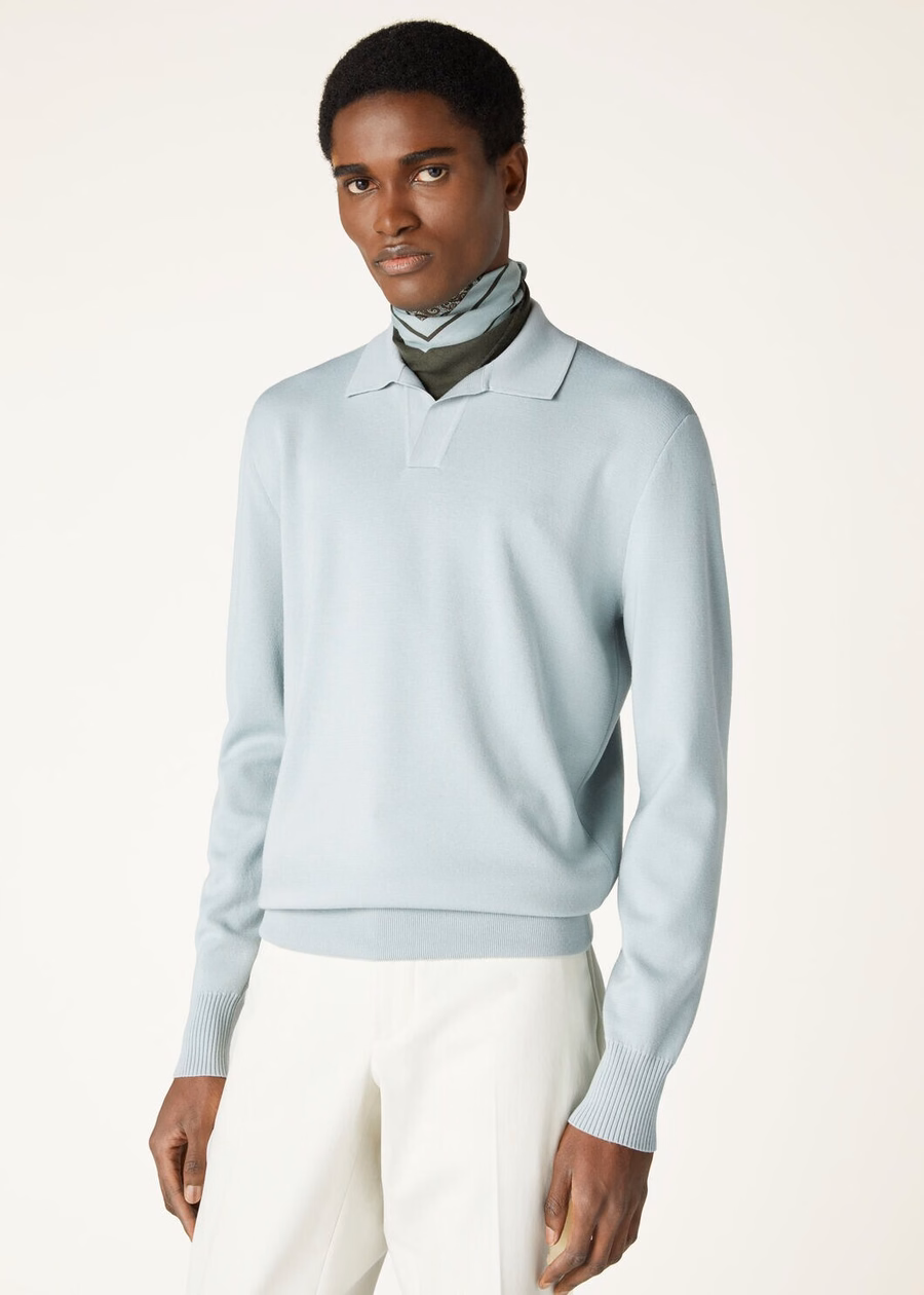 Camisa polo Wish® Wool Minty Breeze com botões