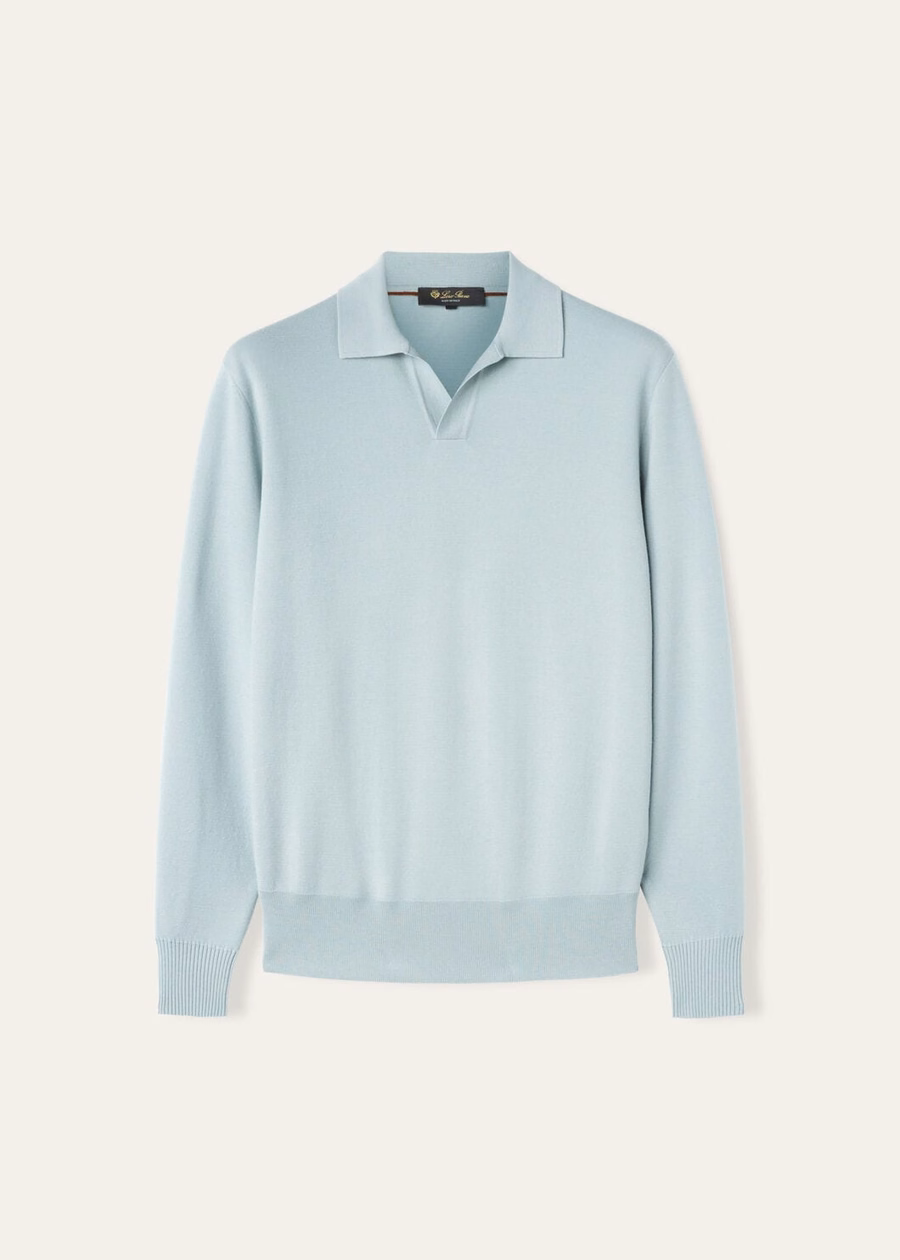 Camisa polo Wish® Wool Minty Breeze com botões