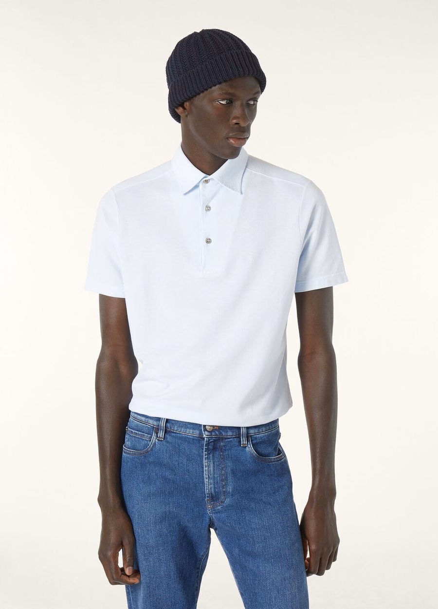 Camisa polo de algodão Delicate Sky