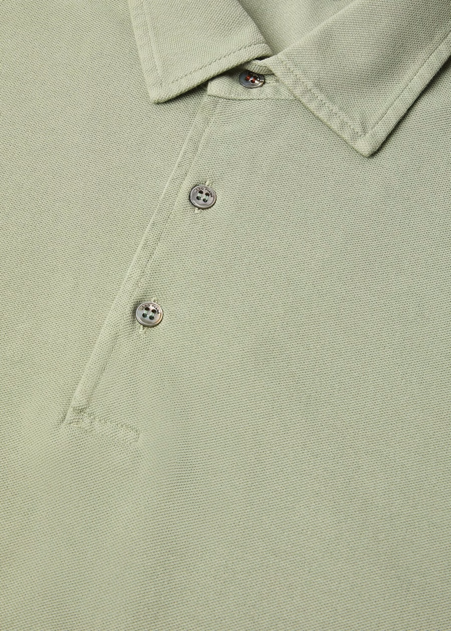 Camisa polo de algodão verde fluorita