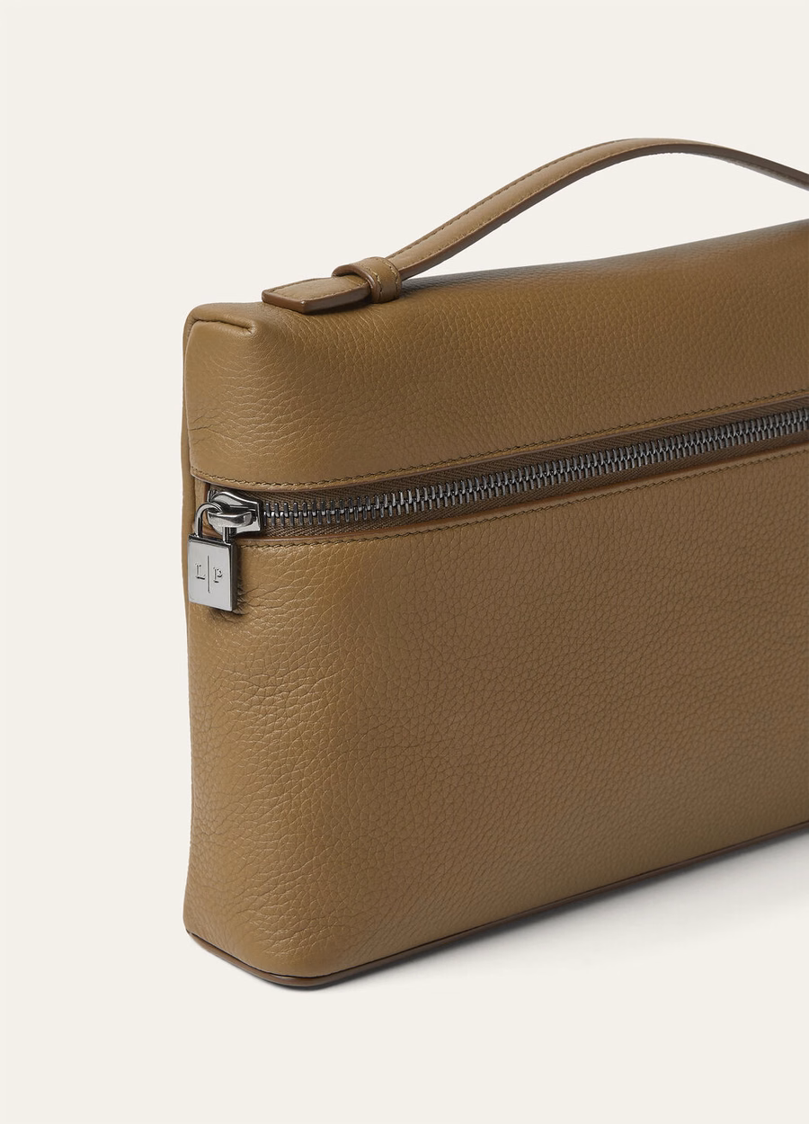 Bolsa adicional L29 em pele de vitelo granulada com alcaparras salgadas/Ônix
