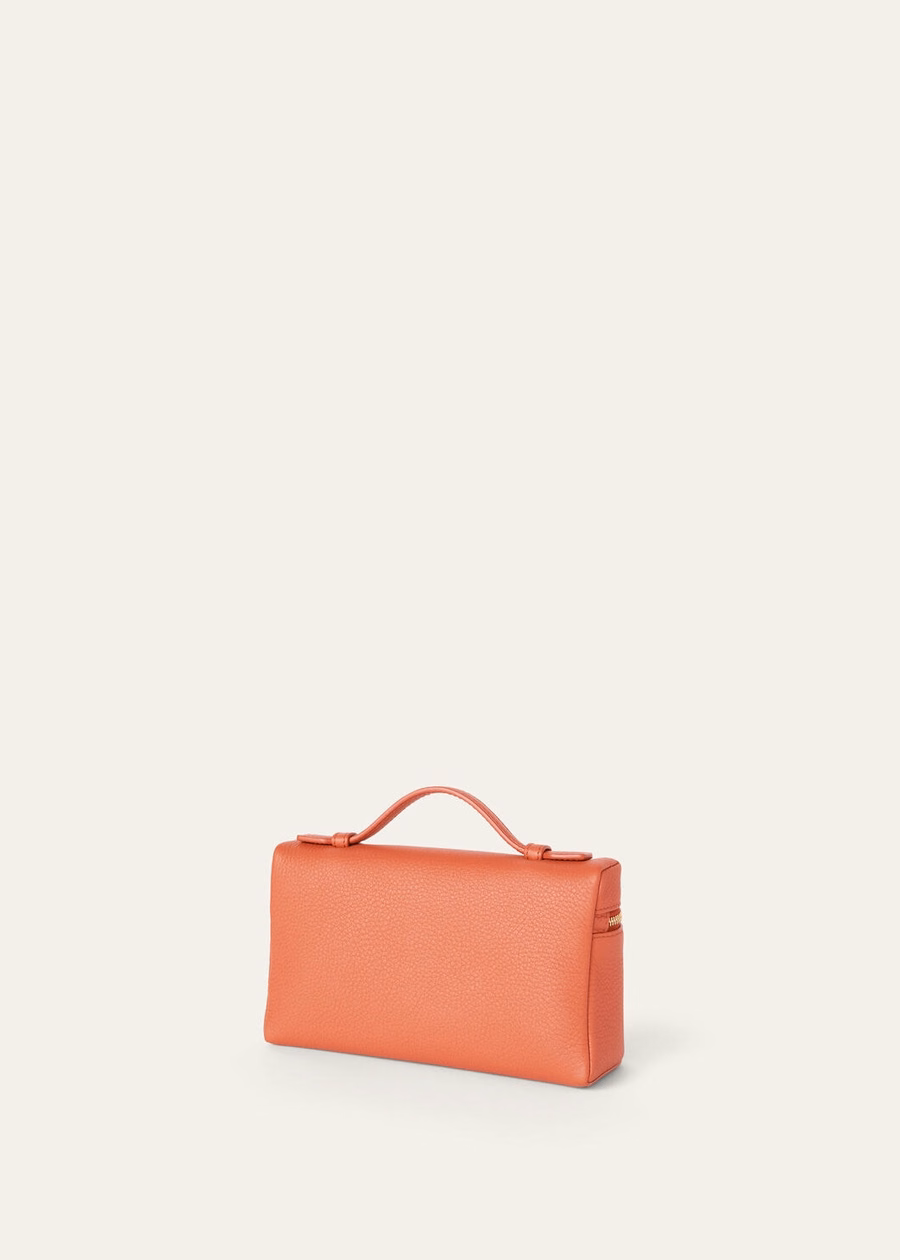 Bolso extra L19 Coral Fiction/Sun Gold em couro de bezerro granulado