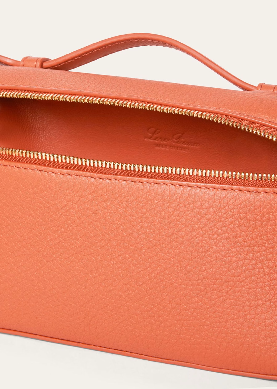 Bolso extra L19 Coral Fiction/Sun Gold em couro de bezerro granulado