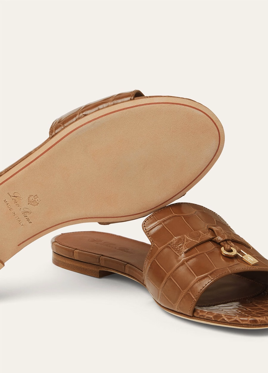 Sandália Summer Charms Mole em couro de crocodilo