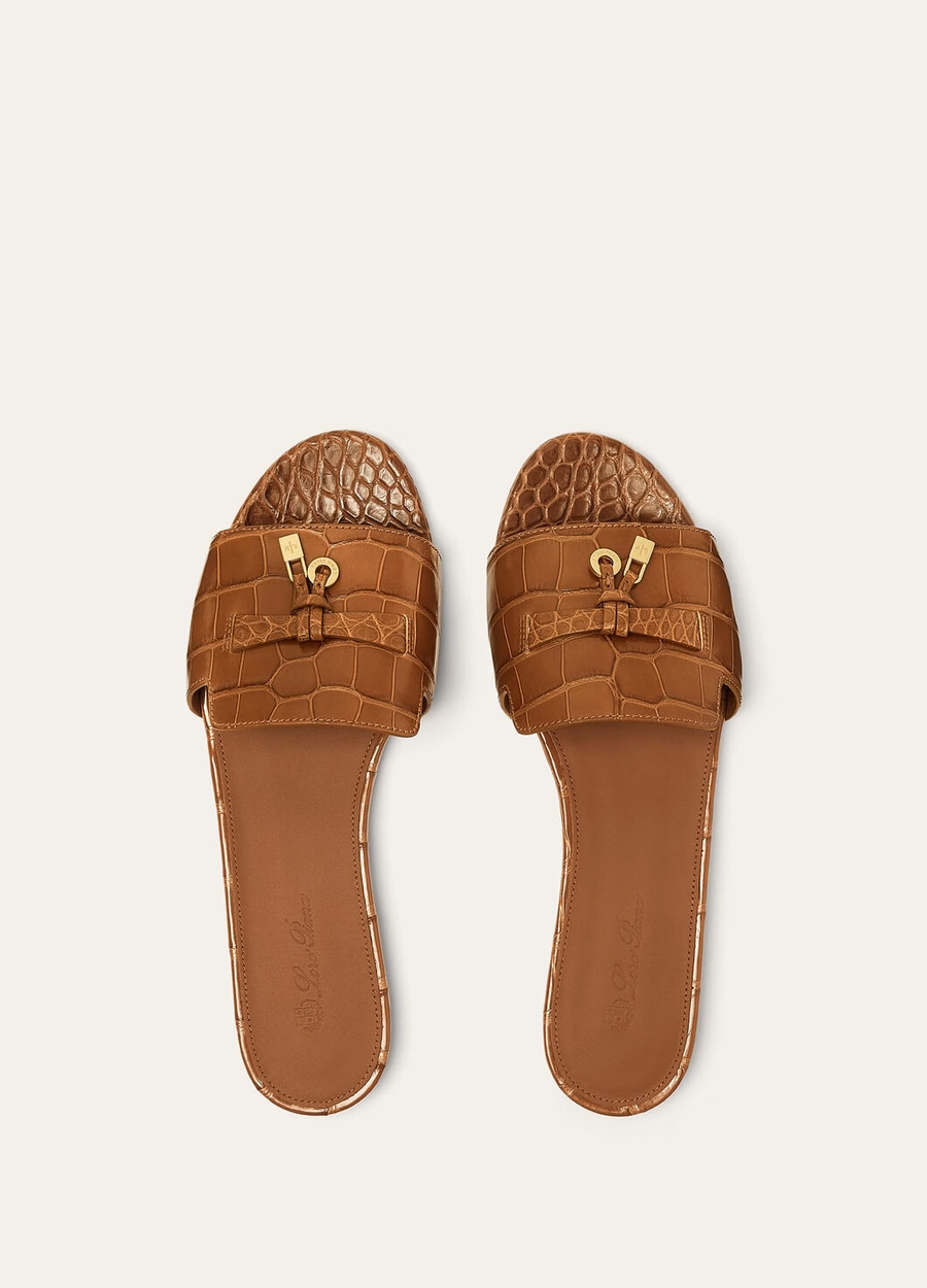Sandália Summer Charms Mole em couro de crocodilo