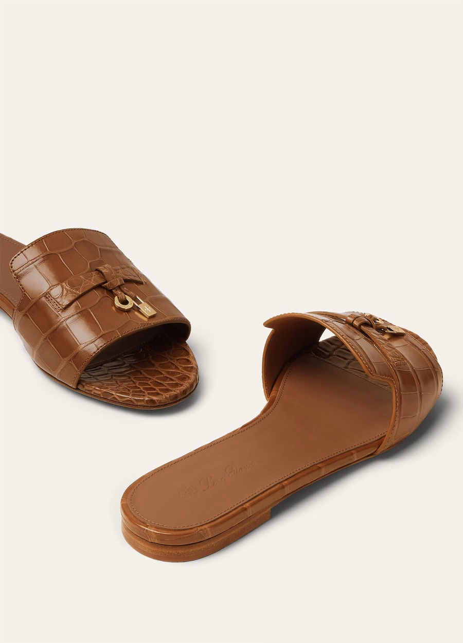 Sandália Summer Charms Mole em couro de crocodilo