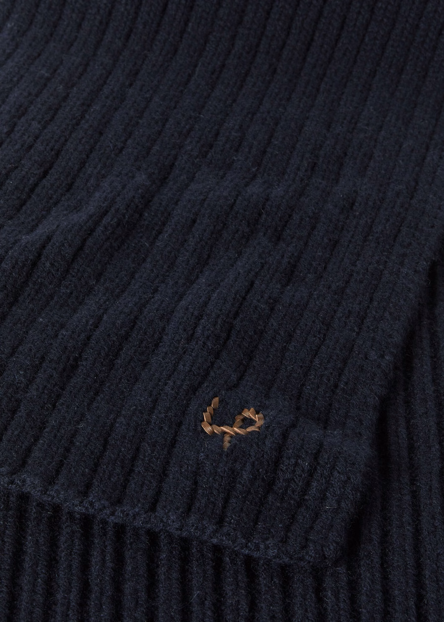 Cachecol canelado LP em cashmere azul marinho