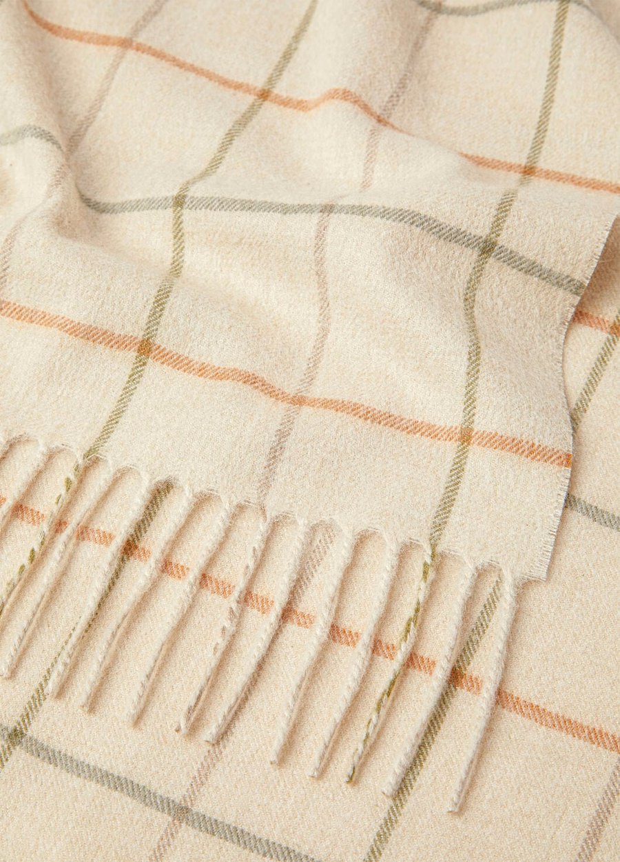 Cachecol de cashmere com cinto, branco arroz/bege claro/verde/laranja