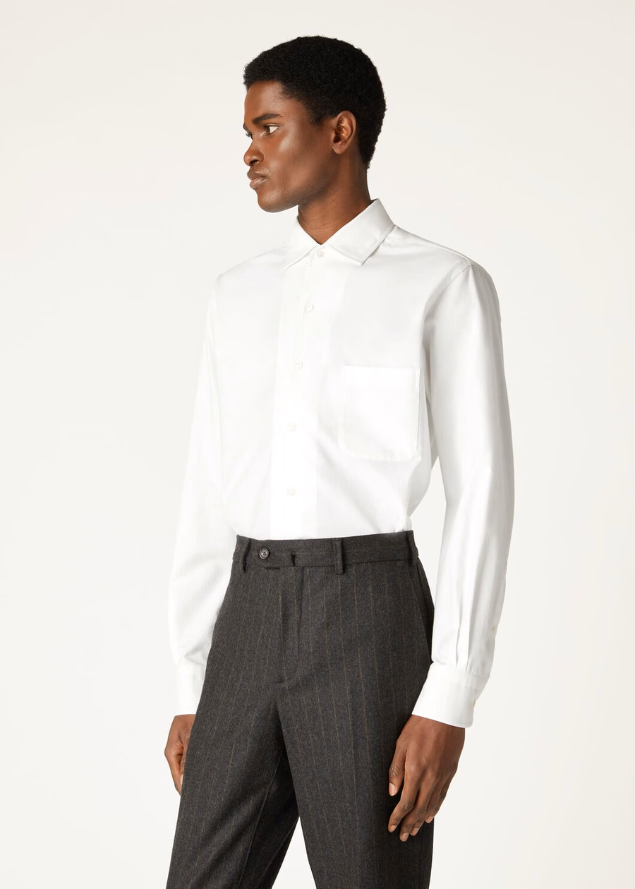 Camisa de algodão Andre, branca ótica