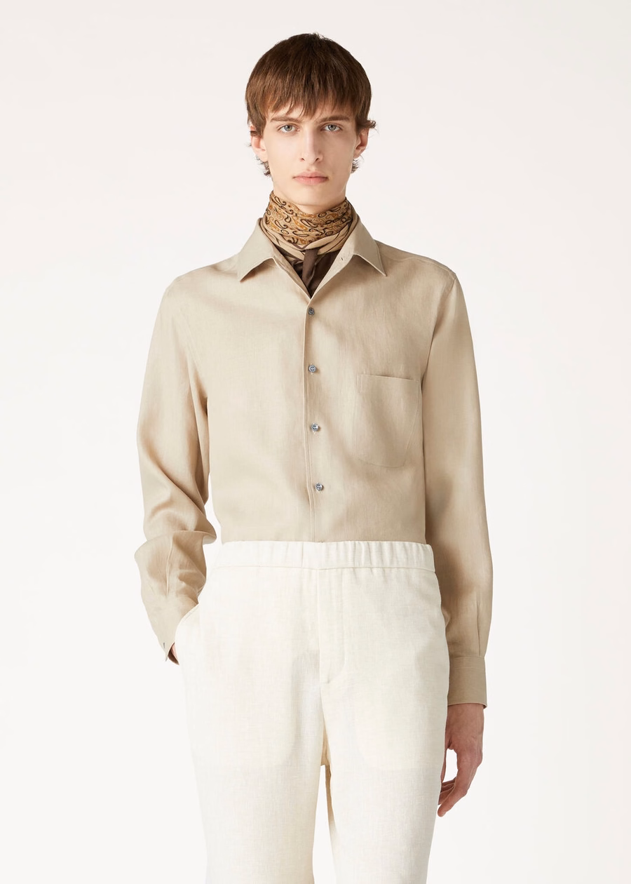 Camisa Andre de linho em tom taupe terroso