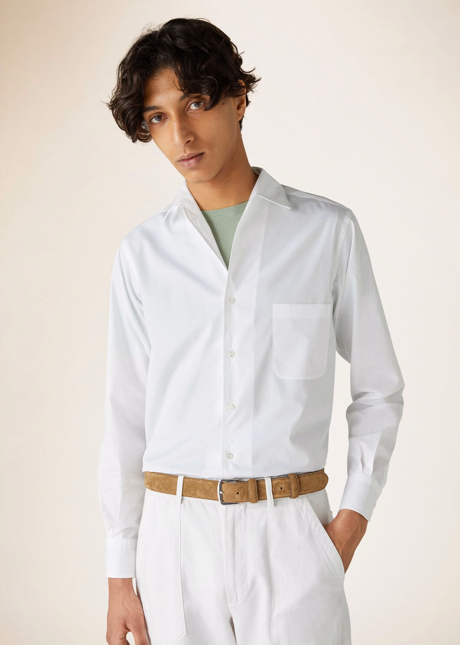 Camisa de algodão Andre, branca ótica