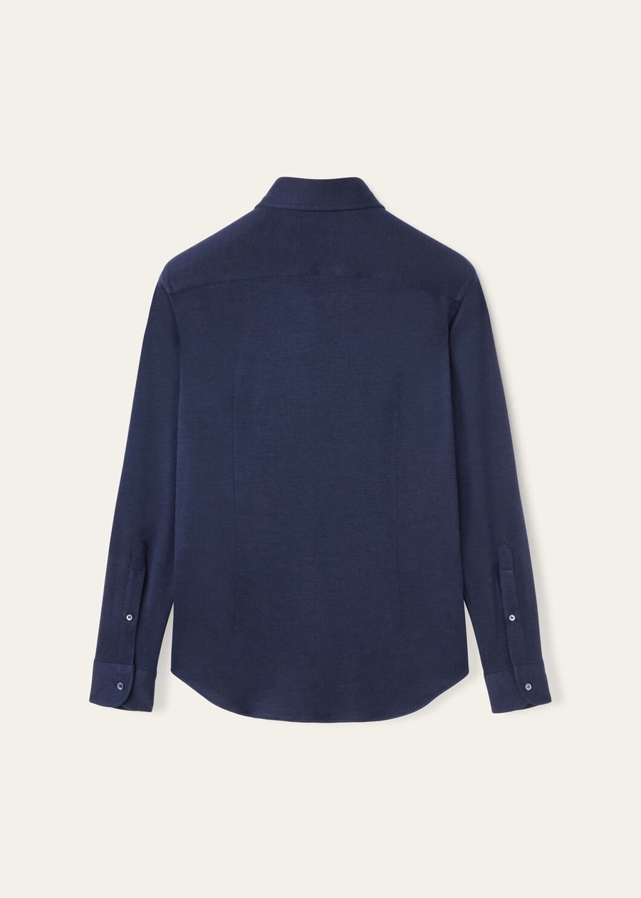 Camisa Andrew de seda e cashmere com efeito degradê azul