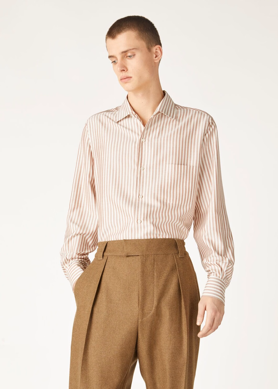 Camisa Andre Silk Washed Hazel Stripes