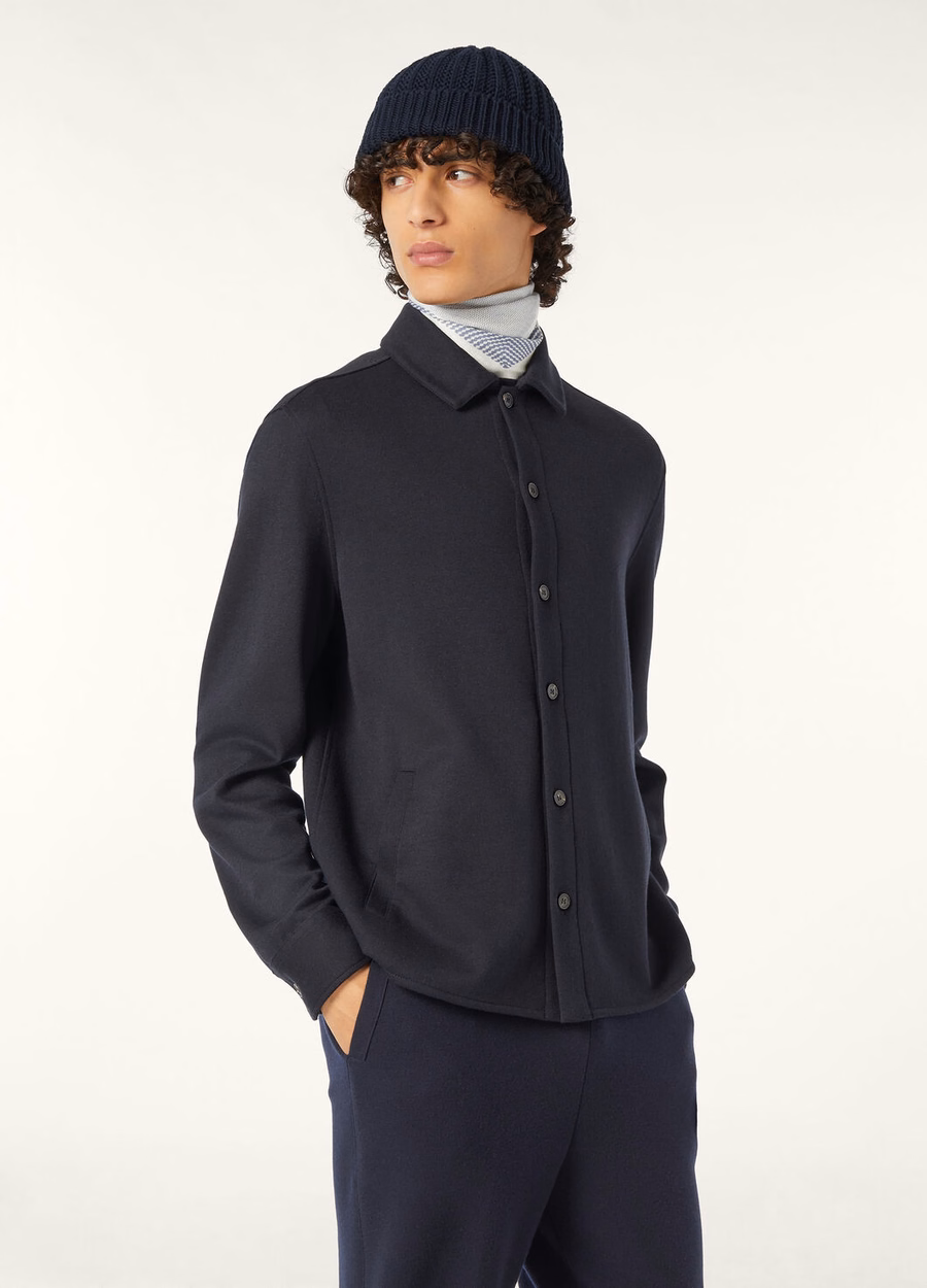 Camisa Whitney em algodão, seda e cashmere, azul marinho.