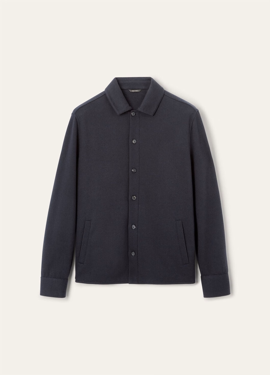 Camisa Whitney em algodão, seda e cashmere, azul marinho.