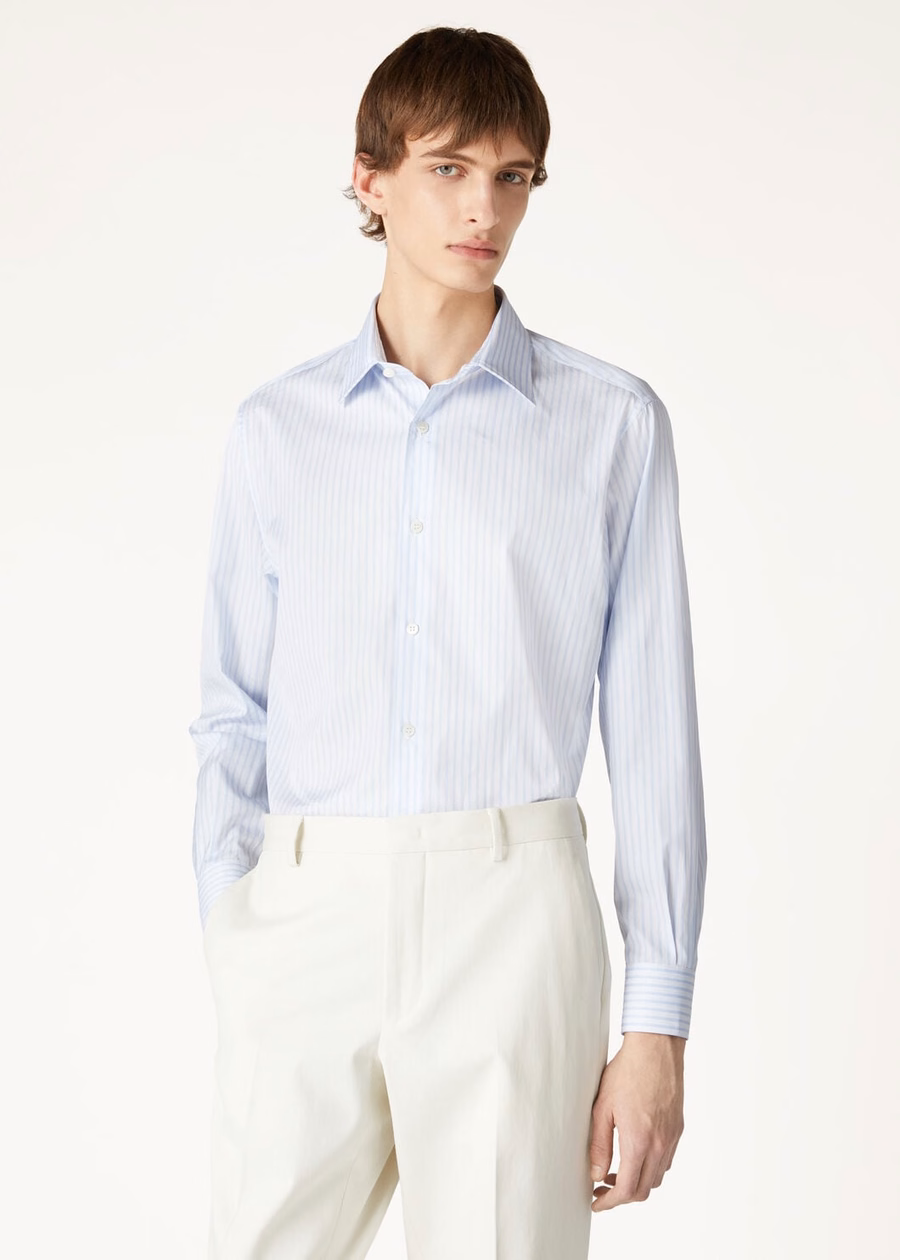 Camisa Filippo de algodão com listras celestiais do céu
