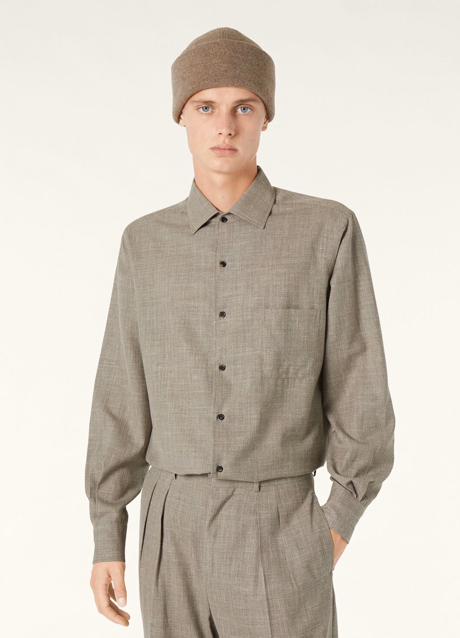 Camisa Andre em Nera® Pecora Silk Berry Brown