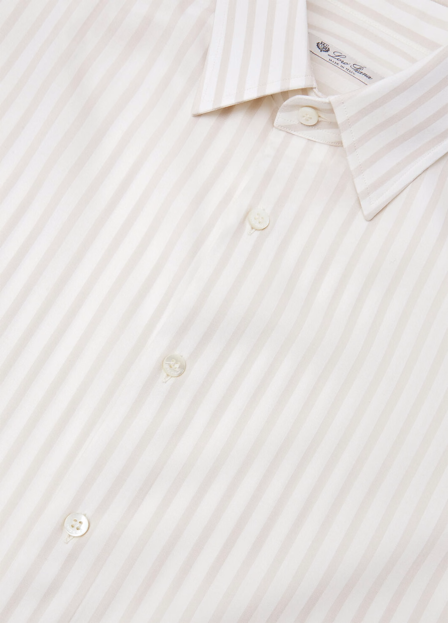 Camisa Filippo de seda virgem e lã virgem xadrez branca e bege.