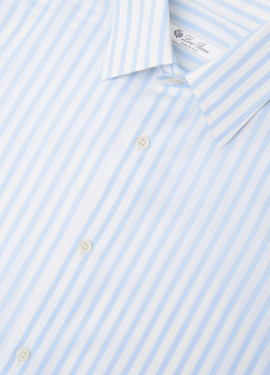 Camisa Filippo de seda virgem e lã virgem xadrez branca e azul.