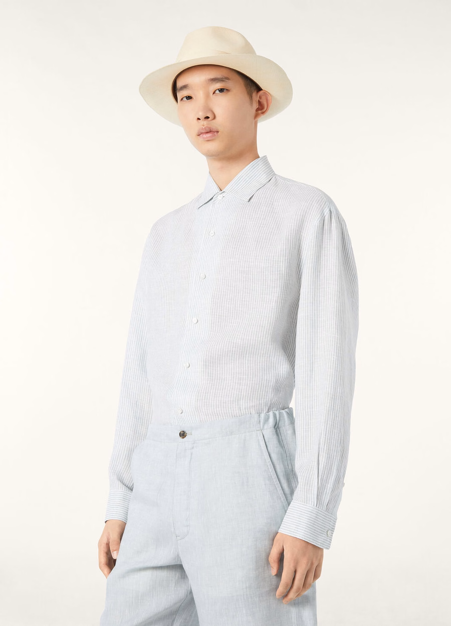 Camisa Raffaele em listras almíscar pastel