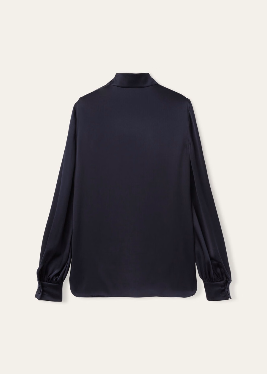 Camisa Carys de seda azul marinho